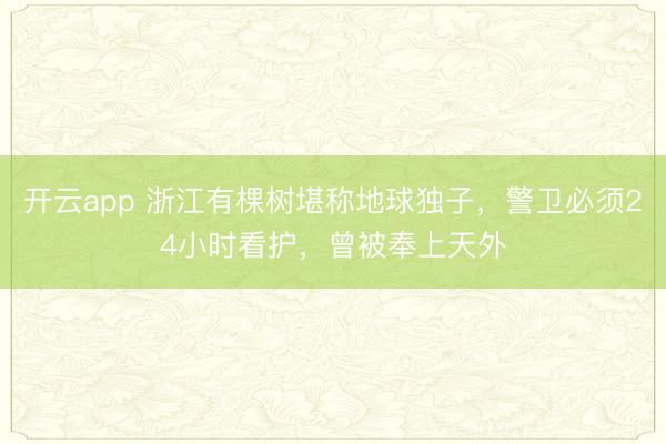 开云app 浙江有棵树堪称地球独子，警卫必须24小时看护，曾被奉上天外