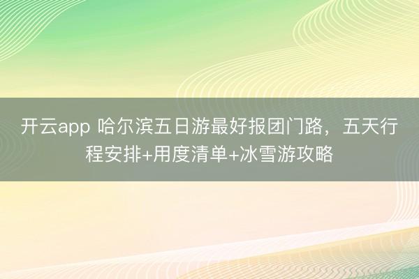 开云app 哈尔滨五日游最好报团门路，五天行程安排+用度清单+冰雪游攻略