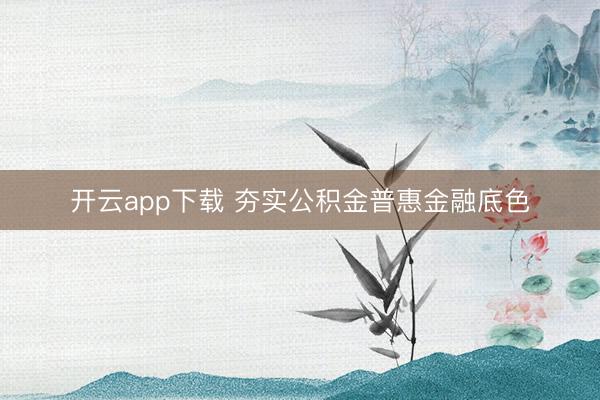 开云app下载 夯实公积金普惠金融底色