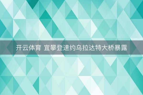 开云体育 宜攀登速约乌拉达特大桥暴露