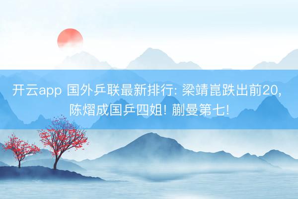 开云app 国外乒联最新排行: 梁靖崑跌出前20， 陈熠成国乒四姐! 蒯曼第七!