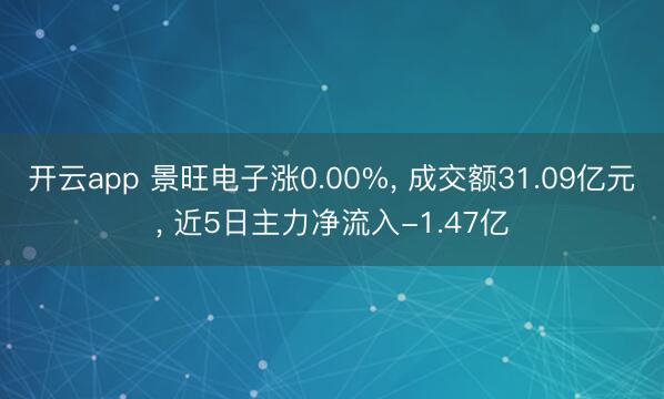 开云app 景旺电子涨0.00%， 成交额31.09亿元， 近5日主力净流入-1.47亿