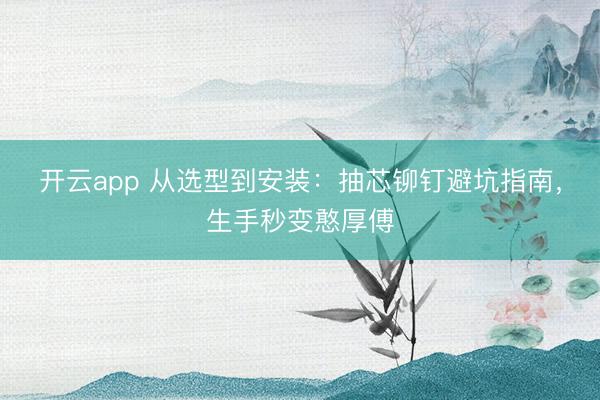 开云app 从选型到安装：抽芯铆钉避坑指南，生手秒变憨厚傅