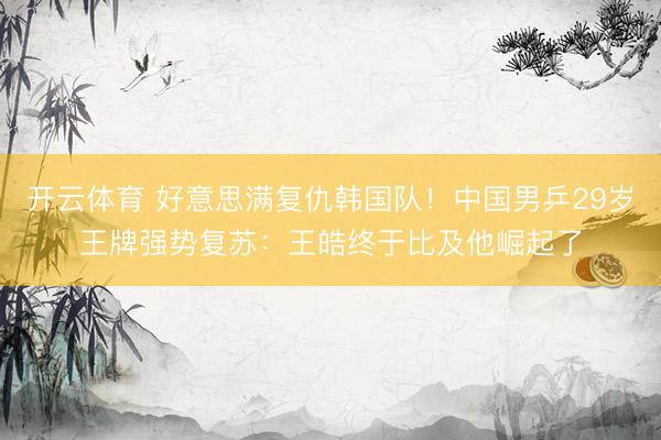 开云体育 好意思满复仇韩国队！中国男乒29岁王牌强势复苏：王皓终于比及他崛起了